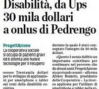 Anche su L’Eco di Bergamo del 2 Agosto, un articolo su Fondazione UPS e Cooperativa ProgettAzione