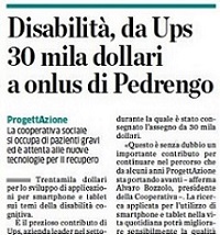 Anche su L’Eco di Bergamo del 2 Agosto, un articolo su Fondazione UPS e Cooperativa ProgettAzione