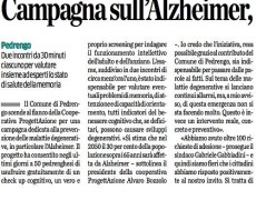 L’Eco di Bergamo di Domenica 15 ottobre: “Campagna sull’Alzheimer, in 50 al Check-up cognitivo”
