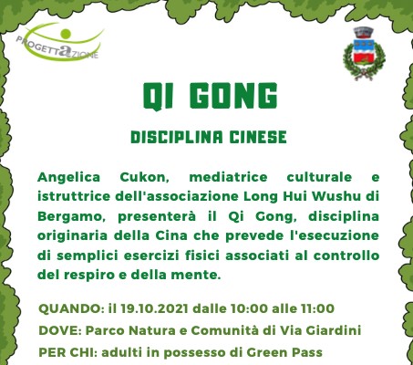 Controllo del respiro e della mente col Q.I. GONG – Presso il Parco Natura di Pedrengo: martedì 19 ottobre 2021