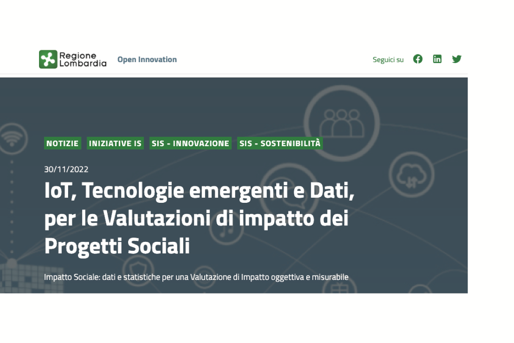 IoT, Tecnologie emergenti e Dati per le Valutazioni di impatto dei Progetti Sociali