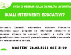 Disabilità acquisita: quali interventi educativi? Webinar gratuito il 28 febbraio