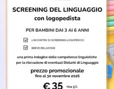 SCREENING DEL LINGUAGGIO per bambini dai 3 ai 6 anni